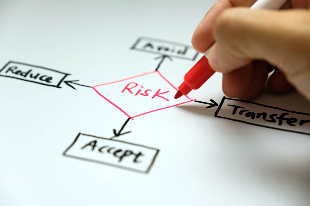 A Red Marker in Hand with Risk in the Box Image