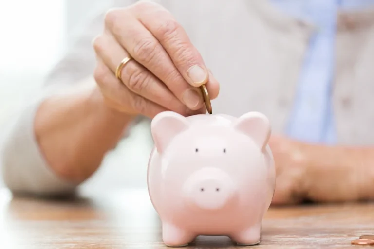 Inserting Coin in a Piggy Bank Image