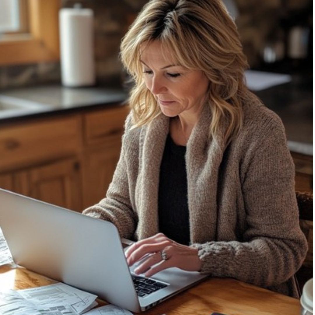 Woman looking at computer